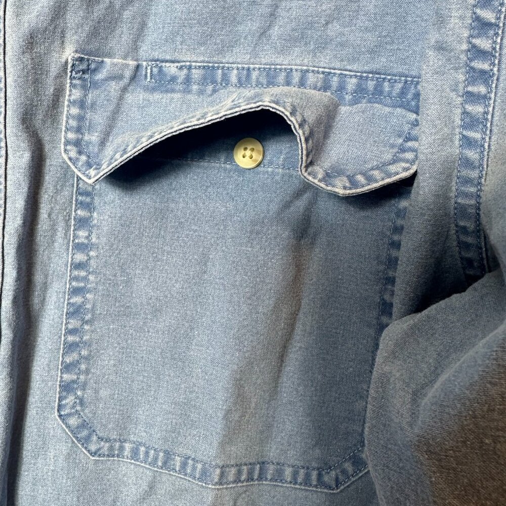 L.L.Bean Denim Sunwashed Canvas Shirt Traditional Fit Size M ptp22 - Picture 3 of 9